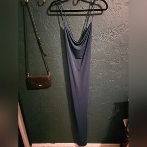 Sleek Emerald Green Cowl Neck Slip Dress